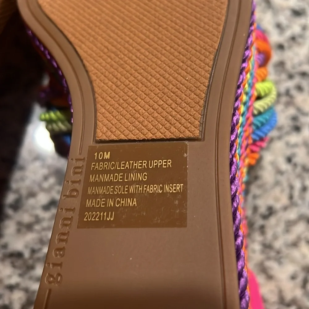 Gianni Bini Leena Rainbow Platform Cord Knot Wedge Sandals - Picture 8 of 9